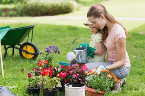 Garden debris being removed by professionals
